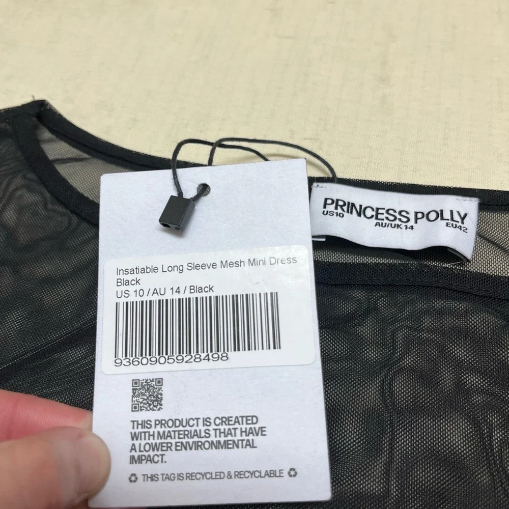 NWT Princess Polly size 10  black Insatiable Mesh Mini Dress